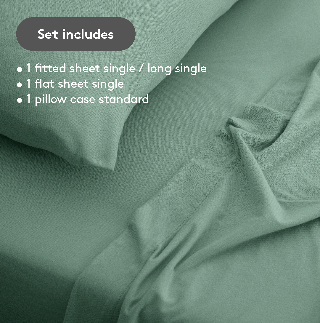 Itfits sage jersey sheet set – single long single