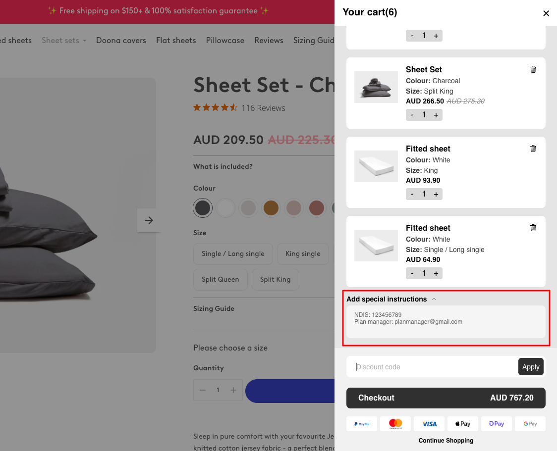 NDIS Jersey Sheet Order Notes