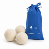 It-Fits Wool Dryer Balls with jersey cotton storage bag
