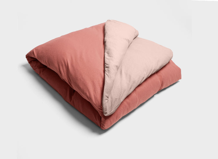 Vintage rose and dusty pink duotone doona cover by It-Fits, crafted from smooth, breathable 100% Australian cotton jersey.